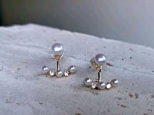 DaVee | Freshwater pearl earrings stud earrings 14K gold plated earrings
