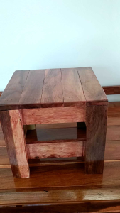 เก้าอี้ตั่งไม้เคลือบเงาแข็งแรงทนทานสูง20กว้าง25ยาว25