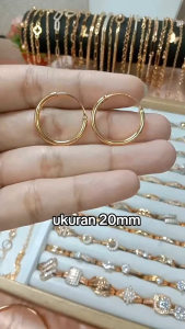 PERHIASAN WANITA ANTING BULAT POLOS ROSE GOLD ANTI LUNTUR