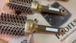 Roller Brush Ceramic for Blower Round Comb For Hair Curl Curling Gold/Black