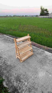 ชั้นวาง4ชั้น กว้าง50*65ซม ไม้สักพับได้ แต่บ้าน คาเฟ่