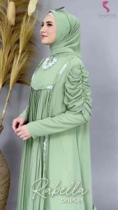 Rabella Gamis Dress Wanita Muslimah Terbaru / Gamis Bahan Ceruty Full Furing Premium Ld 110