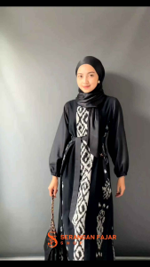 SET COUPLE GAMIS TENUN MOTIF TORAJA BLACK / COUPLE TENUN ETNIK / COUPLE TENUN KONDANGAN / COUPLE PESTA / COUPLE TENUN PREWEDING