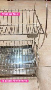 🅾️ KỆ CHÉN 2 TẦNG CÓ KHAY HỨNG NƯỚC INOX 304 / KỆ CHÉN XẾP GỌN ĐƯỢC.