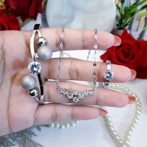 Set Perhiasan Titanium Silver Terbaru Anti Karat Xds4w