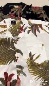 เสื้อเชิ้ตฮาวายลายสุดฮิต💥 มะพร้าว ขาว ดำ 2 สี Size M L XL 2xl 3xl 4xl[อก 40-52] เสื้อฮาวายราคาถูก ไม่ร้อน