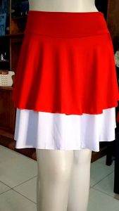 Rok Merah Putih 2 Layer Pendek - Jersey Premium - Gerak Jalan Line Belly Dance Senam Zumba Sepeda Olahraga Indoor Renang Outdoor