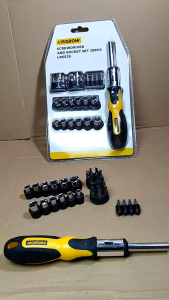 Obeng retchet set krisbow screwdriver & socket kunci sok 29pcs LRSS29