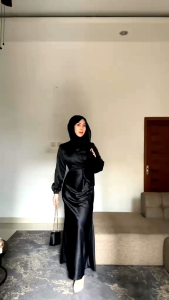 Gamis Mewah Dyra Satin Silk Premium: Gaun Pesta Bridesmaid & Kondangan