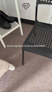 Mokomino - Sepatu High Boots Formal Wanita 8 Hole Warna Hitam