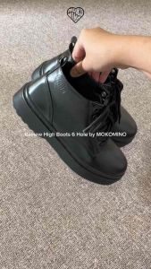 Mokomino - Sepatu High Boots Formal Wanita 6 Hole Warna Hitam