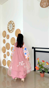GAMIS PINK ARISSA LABELLA MOTIF BUNGA LUCU PESTA LUCU 5-10 TAHUN