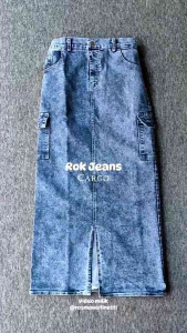 ROK CARGO JEANS | Highwaist Rok Cargo Slavina Skirt Jeans Wanita