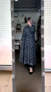 Alesha - Setelan Tunik Wanita Terbaru Kekinian Hellena Set Long Tunik Terbaru Bahan Rayon Diamond Mix Crinkle Busui Friendly Setelan Tunik Terbaru Muslimah