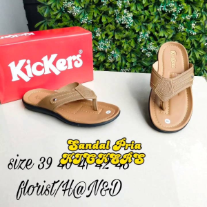SENDAL JEPIT PRIA BAHAN KULIT SINTETIS MERK KICKERS SIZE 39-43