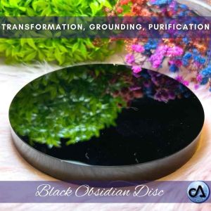 High Quality Black Obsidian Plate Disk [PROTECTION AND ANTI-NEGATIVITY] Authentic Natural Crystals