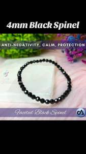 Black Spinel 4MM Faceted Bead [PROTECTION AND ANTI-NEGATIVITY] Bracelet Authentic Natural Crystal