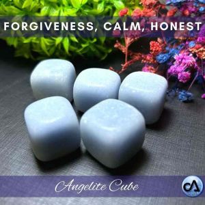 High Quality Angelite Cube [HEALING AND TRANQUILITY] Polished (Peru) Authentic Crystal