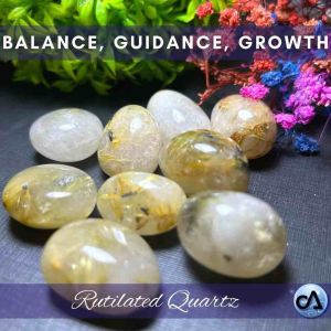 High Quality Rutilated Quartz Tumbled Stone [GROWTH and WELL-BEING] (Brazil) Authentic Natural Crystal