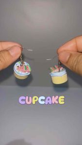 Cuprella Cupcake Hook Earrings Anting Resin 3D Cake Lucu Hooks