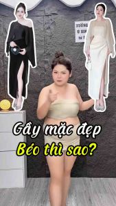 Đầm Bigsize Dáng Dài 50-90KG Sang Trọng Thanh Lịch Hack Dáng - D244 - Ú Xinh Store (Tuyết Mưa Nhúng Eo Kèm Áo Choàng)