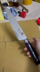 Dao thái thịt Nhật vân damacus dài 34cm hàng hiếm siêu bén không rỉ sét có vỏ bảo vệ dao an toàn