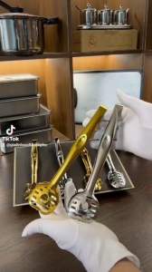 INOX 304 Kẹp Gắp Kẹp Táo Gắp Đồ Nướng BBQ Kẹp Bánh Mì Bít Tết Thép Không Gỉ Mẫu Mới Siêu Đẹp Vàng và Bạc