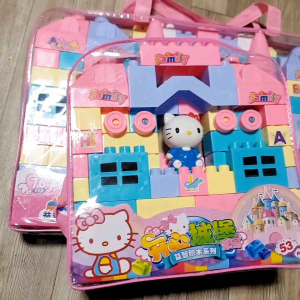 Đồ chơi túi lắp ráp lego khối lớn hello kitty cho bé gái 76 chi tiết - món quà màu hồng siêu yêu