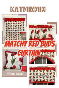 1 matchy buds design curtain red (labanovalancesingle pillowcase)