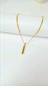 kalung titanium liontin bambu gulir cantik anti karat
