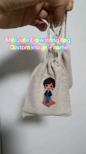Personalized Mini drawstring gift bag + name