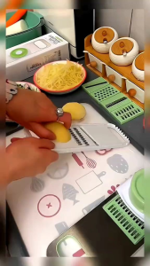 Alat Pengiris Sayuran Buah 5in1 Stainless Steel Multifungsi Iris Tipis Parutan Serbaguna 5 Mata Pisau Anti Karat Serut Parut Kitchenware Alat Dapur Pemotong Pengiris Sayuran Buah Buahan Food Grade Saringan