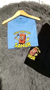 Kaos Setelan Anak Laki Laki Dan Perempuan Motif Anomali Tung Tung Sahur Bahan Katun Usia 1-8 Tahun