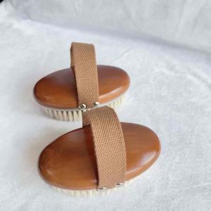 KL Stock Deluxe Horse Hair Wooden Exfoliating Body Brush Soft Bristles Body and Scalp Massage Cleaning Brush Shower