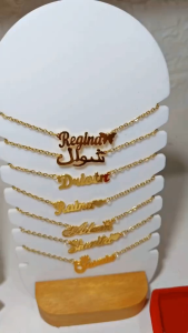 kalung nama titanium anti karat lapis emas aksesoris fashion wanita name necklace