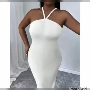 Plus Size Sleeveless Dress Plus Size  Halter Dress Plus Size Maxi Dress (Alora)