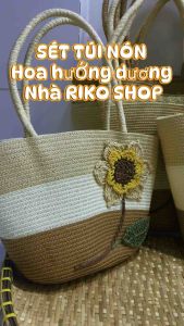 Sét túi cói nón du lịch hoa hướng dương