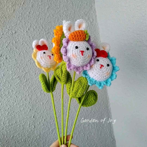 Crochet Animal Flower | Min Order 5pcs | Handmade Diy Bouquet Bunga 批发钩织花