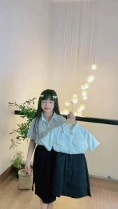 Bộ sơ mi kèm chân váy chữ A form dài cho bé gái dễ thương sành điệu có size từ 7-35kg