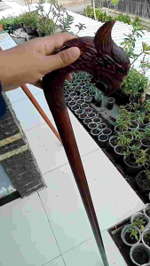 Tongkat Jalan Kayu Galih Asem Ukir Burung Garuda