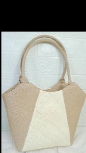 Tas Tote Wanita Anyaman Pandan Goni Polos Hitam