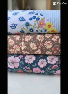 Vải thô cotton (SLx0.5m khổ 1.45m) kate lụa 3D họa tiết in hoa nhí phong phú đa dạng bắt mắt.