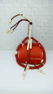 tasbih tijani batu Marjan merah kombinasi tulang kerbau benang rajut S55