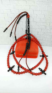 Tasbih Tijani Batu Marjan Merah Kombinasi Yuser Black S53