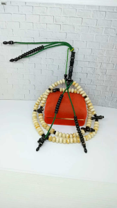 Tasbih Tijani Batu Marjan Putih Kombinasi Yuser Black Premium S57