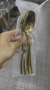 ✔️(1แพคได้2คู่ มีคลิปรีวิว) ช้อน ช้อนซ้อม ช้อนกินข้าว ช้อนแกง ทรงเรียวสวย เคลือบทอง จับถนัดมือ sk912 สินค้าพร้อมส่ง (11106991288)