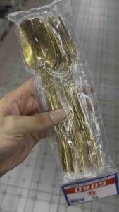 ✅(1แพคได้3คู่ มีคลิปรีวิว) ช้อน ช้อนซ้อม ช้อนกินข้าว ช้อนแกง ทรงหัวตัด ตักง่าย เคลือบทอง จับถนัดมือ s506 สินค้าพร้อมส่ง (1150613512120)