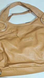 Preloved Sisley Paris Brown Bag with SlingGenuine Leather Bag