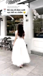 Đầm xòe cúp ngực đính phụ kiện xẻ tà siêu sang chảnh chất Lưới đính đá phụ kiện 1 màu trắng siêu sang quý phái (Đẹp mê ly) - Váy đầm xinh thiết kế rẻ sập sàn Lazada