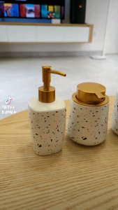 Chai đựng nước rửa tay sữa tắm dầu gội gốm sứ họa tiết terrazzo